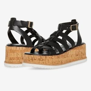 Steve Madden Kaydee black cage women's sz 6 sandals gladiator